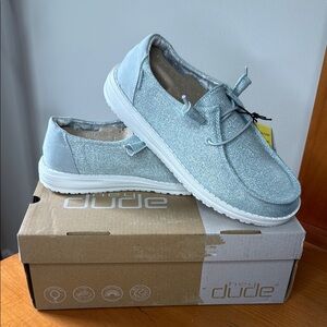 Hey Dude Glittery Light Blue Shoes